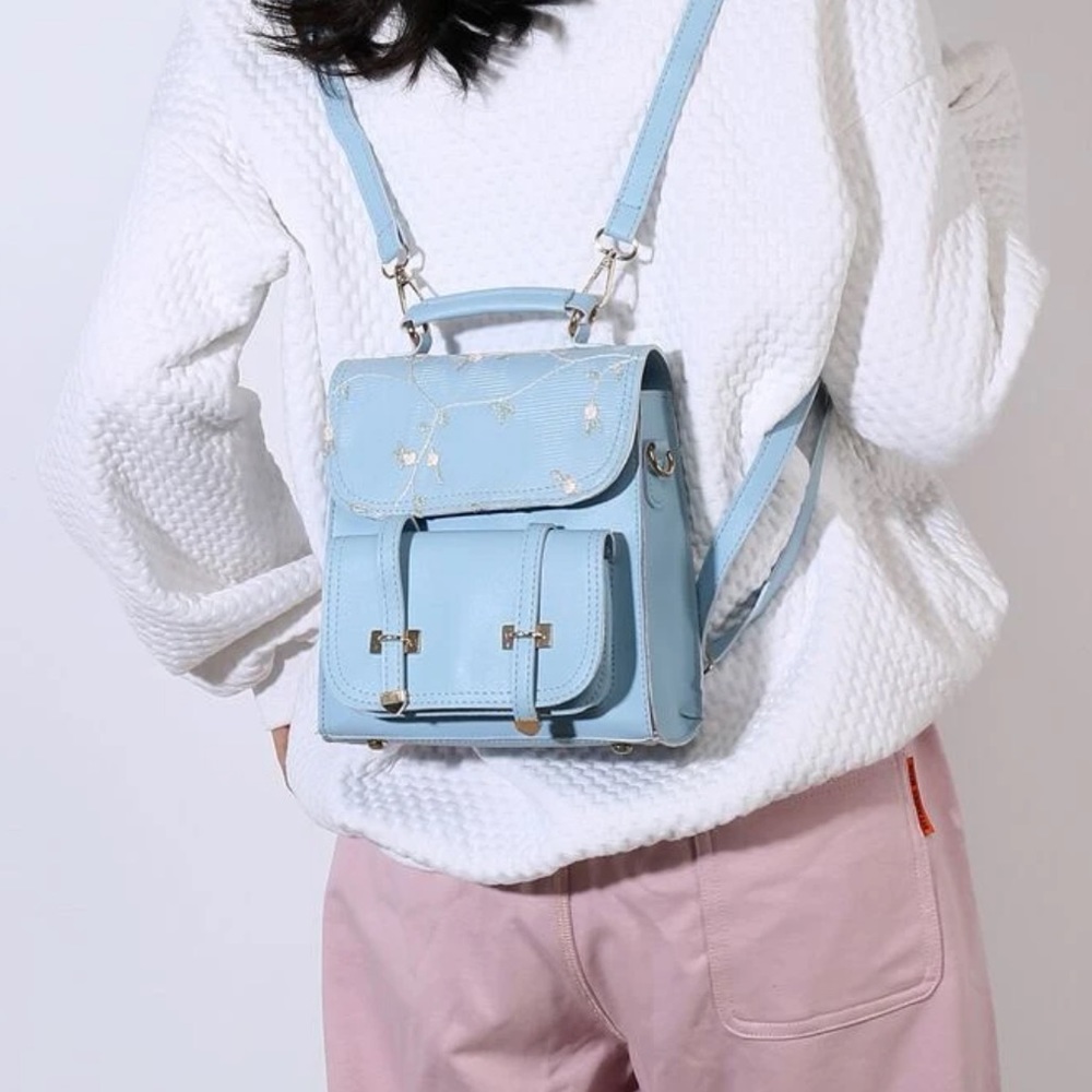 Flower Embroidered Backpack